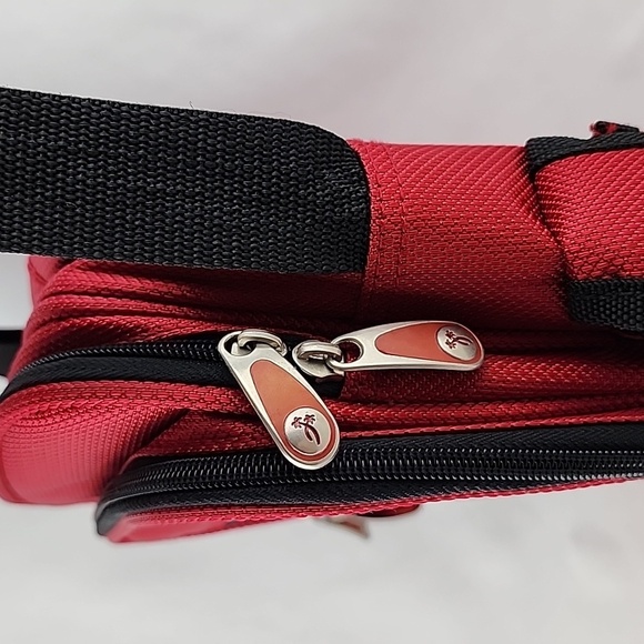 Ricardo Crossbody Bag Red Black Multi  Compartments Adjustable Strap 10" x 9" - Picture 6 of 14